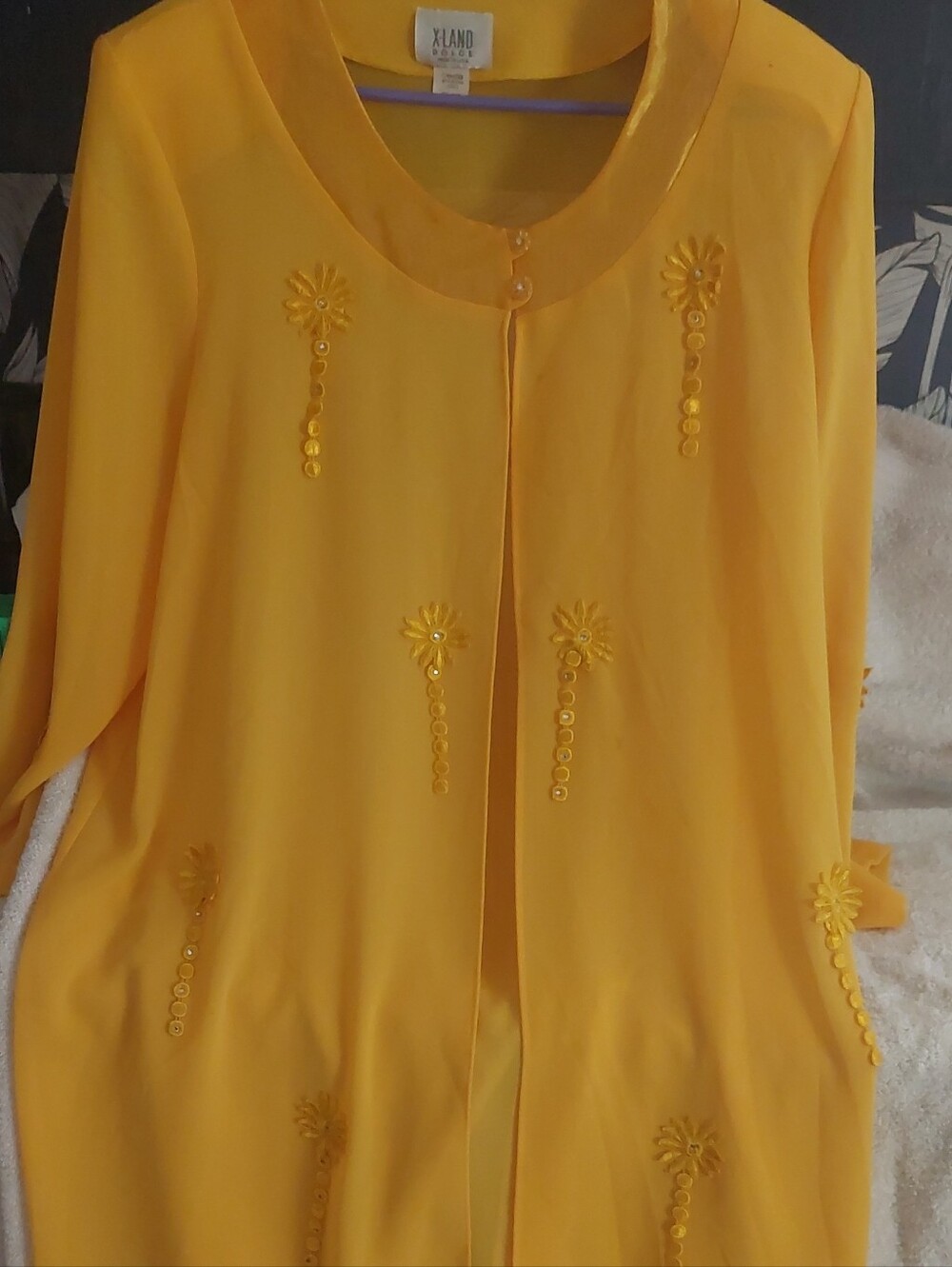 Dolce & Gabbana Yellow Embellished Floral Sequin Tunic 3 Piece Dressy Outfit. Xl